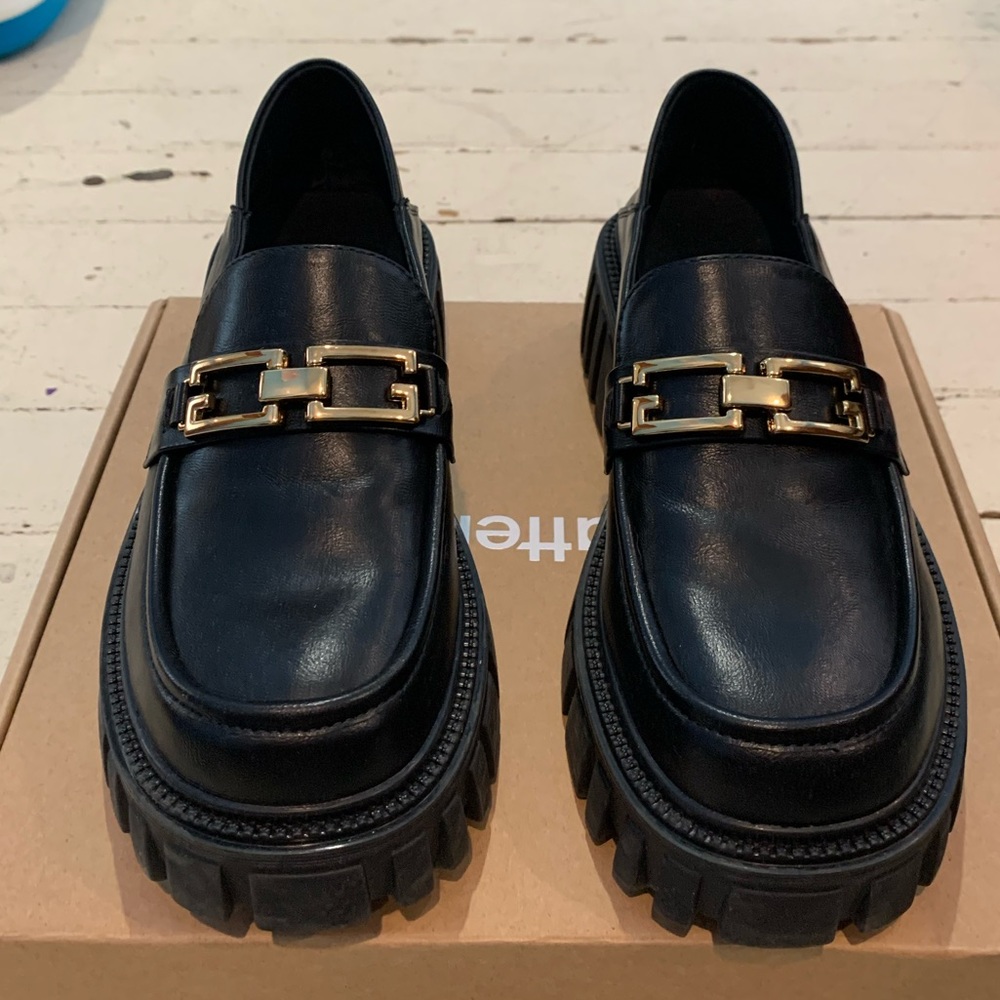 Lattelier Vegan Leather Platform Loafers